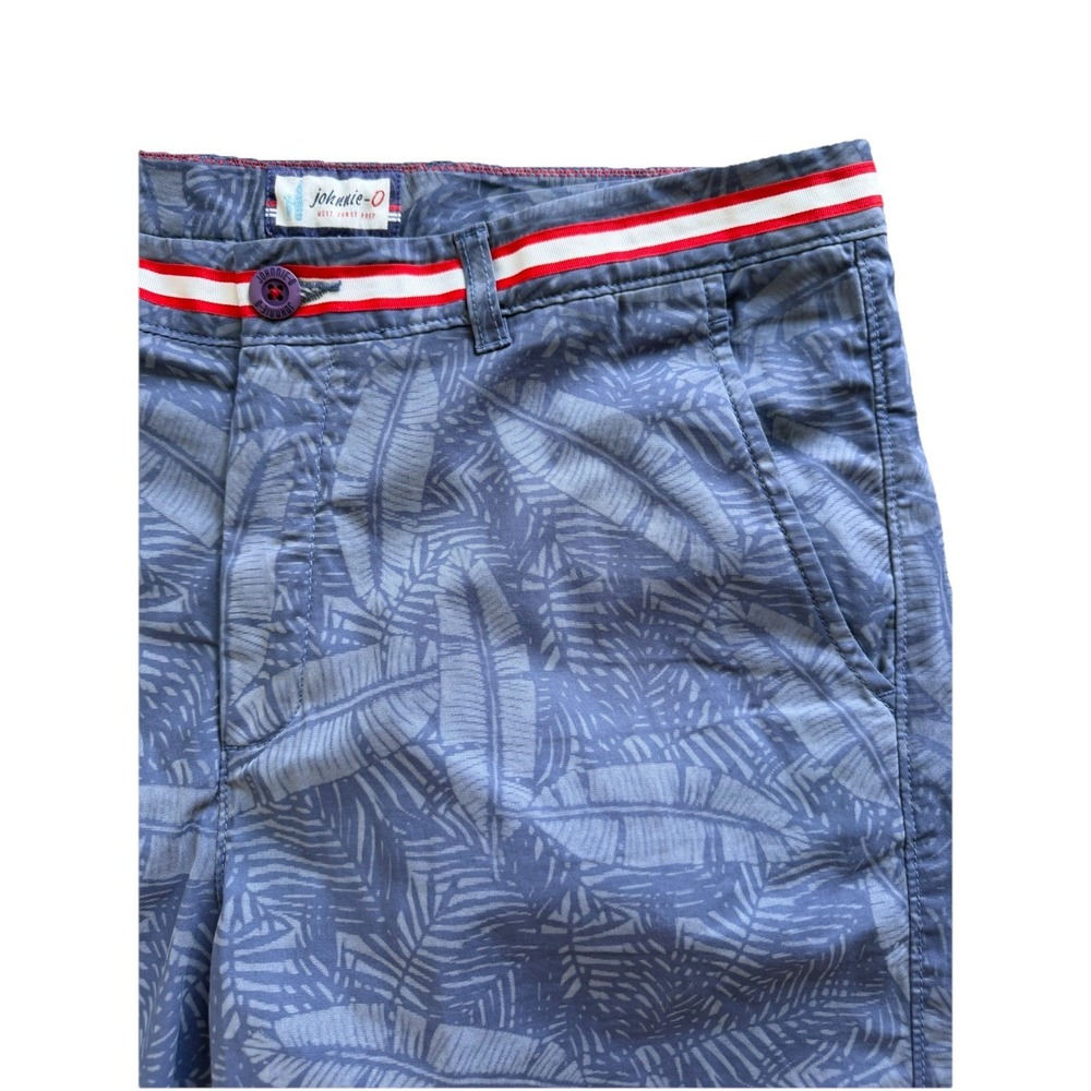 Johnnie o west coast prep shorts mens size 36 Blue Bermuda chino floral - Picture 2 of 7